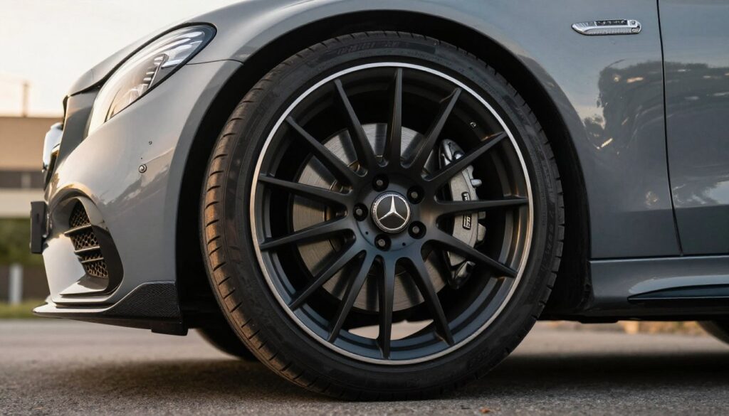 Lightweight wheels and high-performance tires for Mercedes AMG C63 Lightweight wheels and high-performance tires for Mercedes AMG C63